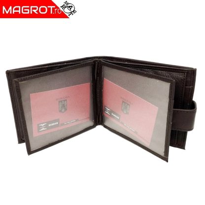 Portofel barbatesc, din piele naturala Hassion 7137, maro, Magrot - imagine 4