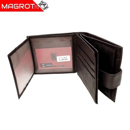 Portofel barbatesc, din piele naturala Hassion 7137, maro, Magrot - imagine 3