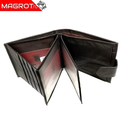 Portofel barbatesc, din piele naturala Hassion 7137, maro, Magrot - imagine 2