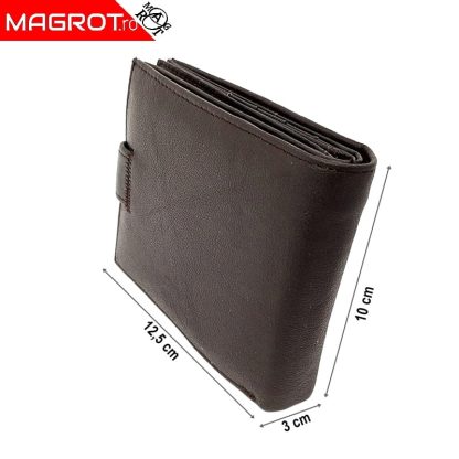 Portofel barbatesc, din piele naturala Hassion 7137, maro, Magrot - imagine 6