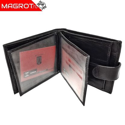 Portofel barbatesc, Hassion 7137, black, din piele naturala - imagine 4