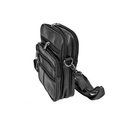 Borseta de mana si umar, din piele naturala neagra 18 x14 cm Magrot 13973 - imagine 2