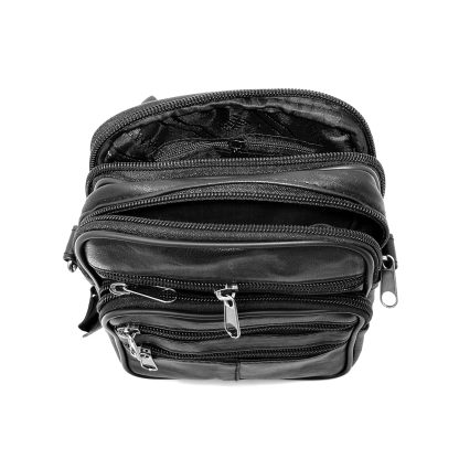 Borseta de mana si umar, din piele naturala neagra 18 x14 cm Magrot 13973 - imagine 5