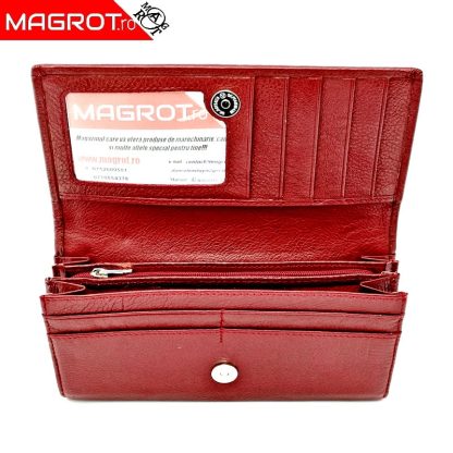 Portofel dama din piele naturala A-03 rosu original Hassion - Magrot 13765 - imagine 2