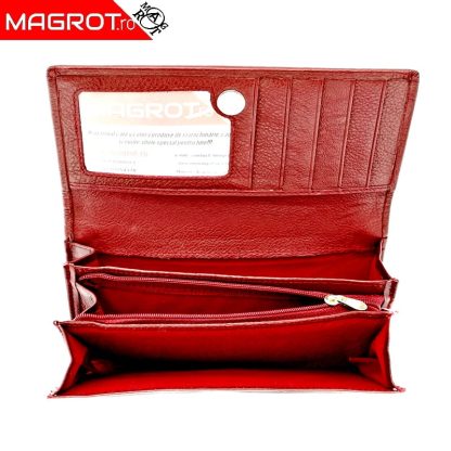 Portofel dama din piele naturala A-03 rosu original Hassion - Magrot 13765 - imagine 3