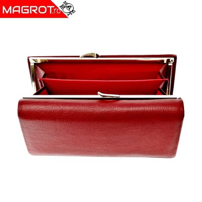 Portofel dama din piele naturala A-03 rosu original Hassion - Magrot 13765 - imagine 4