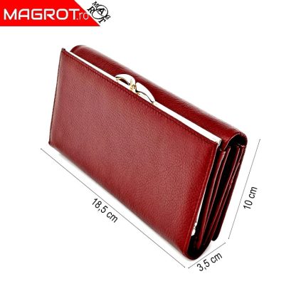 Portofel dama din piele naturala A-03 rosu original Hassion - Magrot 13765 - imagine 5