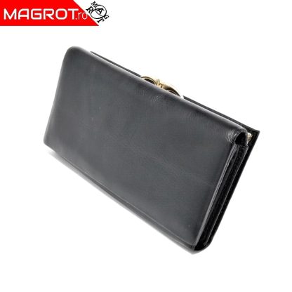 Portofel dama din piele naturala A-03 negru, original Hassion - Magrot 13766 - imagine 7