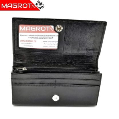 Portofel dama din piele naturala A-03 negru, original Hassion - Magrot 13766 - imagine 2
