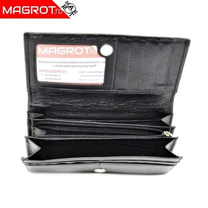 Portofel dama din piele naturala A-03 negru, original Hassion - Magrot 13766 - imagine 3