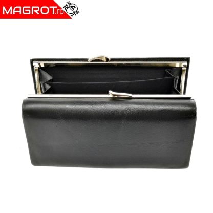 Portofel dama din piele naturala A-03 negru, original Hassion - Magrot 13766 - imagine 4