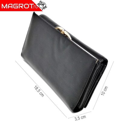 Portofel dama din piele naturala A-03 negru, original Hassion - Magrot 13766 - imagine 5
