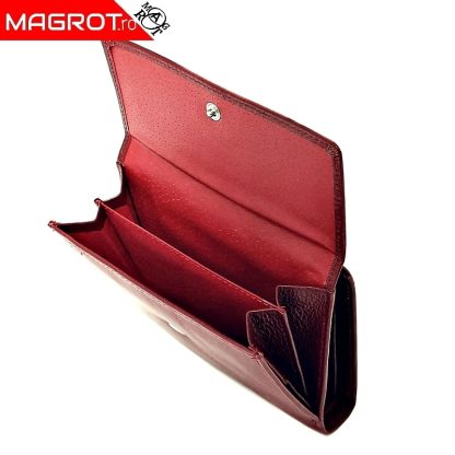Portofel dama, din piele naturala, Hasssion j017 rosu inchis Magrot 13805 - imagine 6