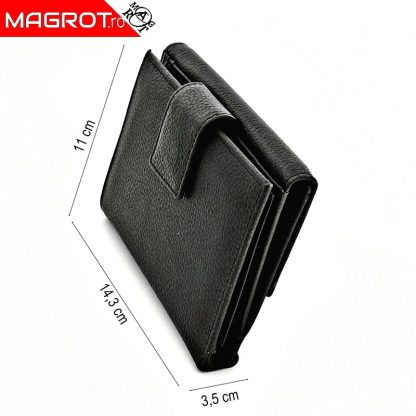 Portofel dama, din piele naturala, Hasssion j017 negru, Magrot 13806 - imagine 6