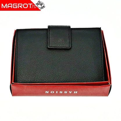 Portofel dama, din piele naturala, Hasssion j017 negru, Magrot 13806 - imagine 8