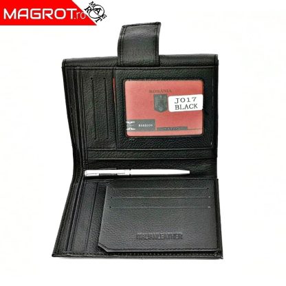 Portofel dama, din piele naturala, Hasssion j017 negru, Magrot 13806 - imagine 3
