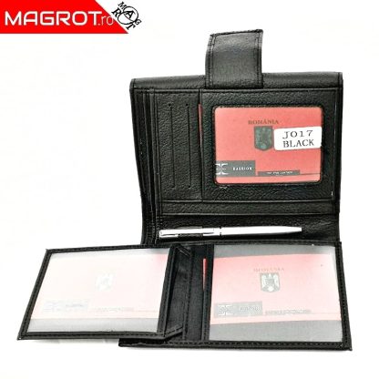 Portofel dama, din piele naturala, Hasssion j017 negru, Magrot 13806 - imagine 4
