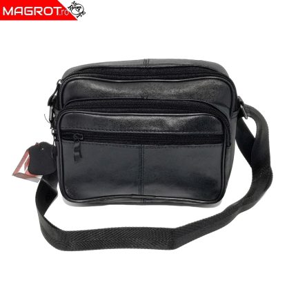 Borseta barbateasca de umar ,din piele naturala, neagra, 21/17 cm, Magrot 13851 - imagine 5