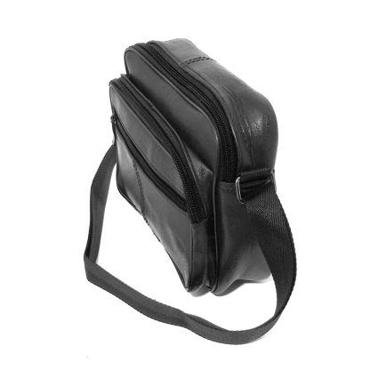 Borseta barbateasca de umar ,din piele naturala, neagra, 21/17 cm, Magrot 13851 - imagine 2