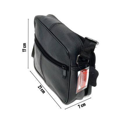 Borseta barbateasca de umar ,din piele naturala, neagra, 21/17 cm, Magrot 13851 - imagine 3