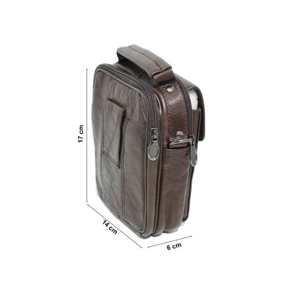 Borseta din piele naturala maro, cu suport telefon, pentru mana, umar sau curea, Magrot 5006 - imagine 4