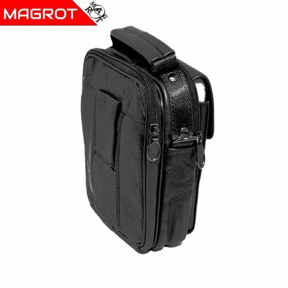 Borseta din piele naturala Negru, cu suport telefon, pentru mana, umar sau curea, Magrot 5006 - imagine 3