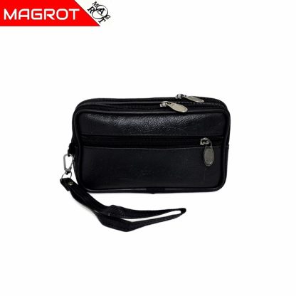 Borseta mica de mana si curea din piele naturala, negru, Magrot 6809 - imagine 2