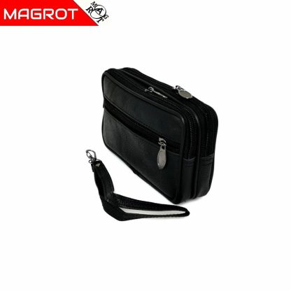 Borseta mica de mana si curea din piele naturala, negru, Magrot 6809 - imagine 3