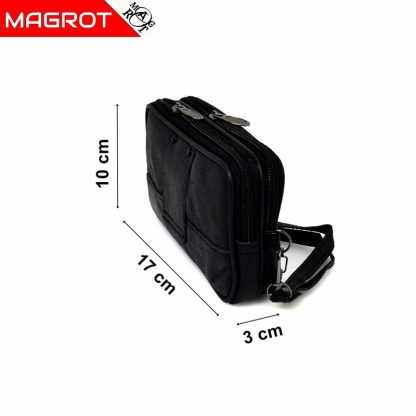 Borseta mica de mana si curea din piele naturala, negru, Magrot 6809 - imagine 4