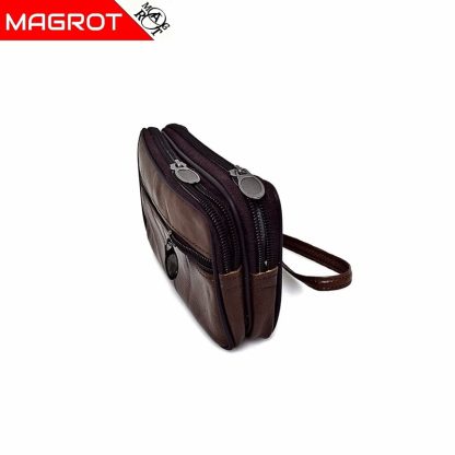 Borseta mica de mana si curea din piele naturala, maro brun, Magrot 6809 - imagine 3