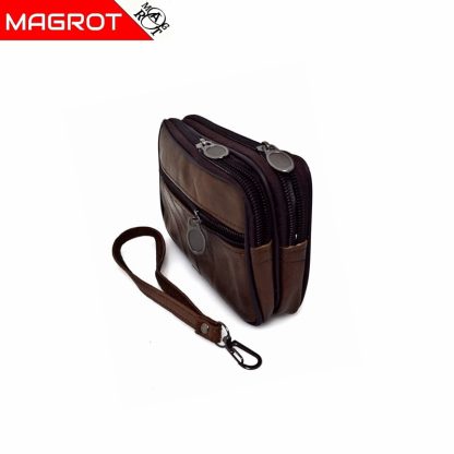 Borseta mica de mana si curea din piele naturala, maro brun, Magrot 6809 - imagine 5