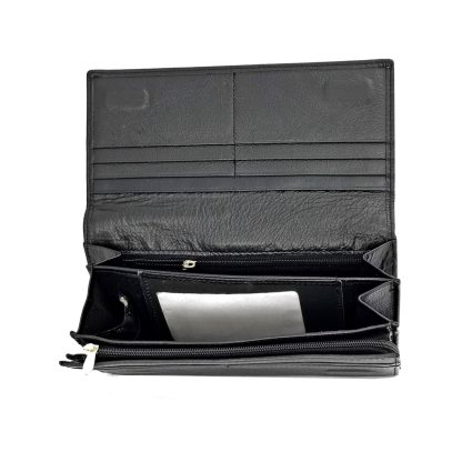 Portofel dama din piele naturala negru, original Hassion A05 - Magrot 13938 - imagine 3