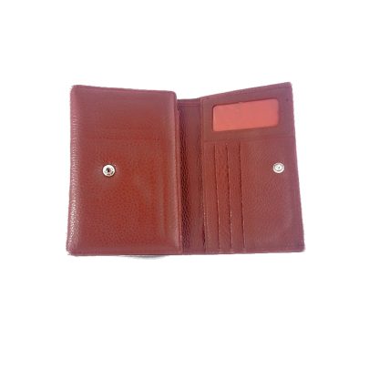 Portofel dama, din piele naturala, magrot, Hassion Z001 red - imagine 3