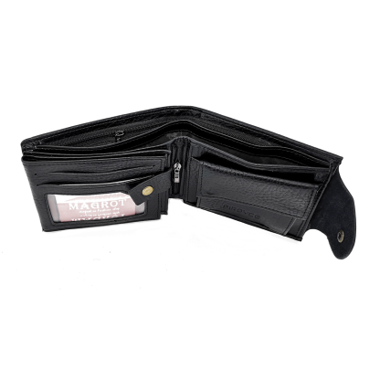 Portofel barbatesc, din piele, negru, inchidere cu capsa, Magrot 14006 - imagine 5