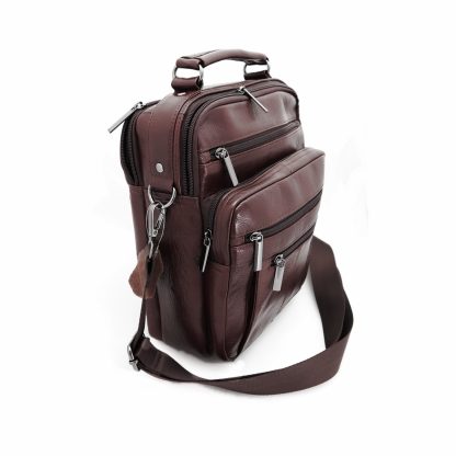 Geanta din piele naturala de mana si umar, 24/21cm, maro brun, Magrot 14027 - imagine 2