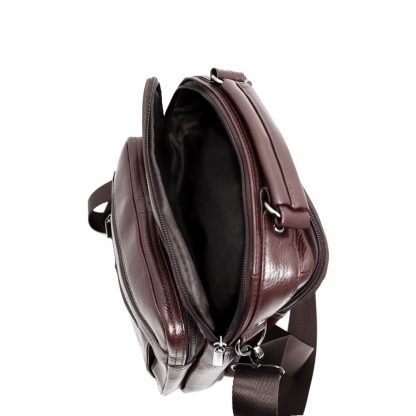 Geanta din piele naturala de mana si umar, 24/21cm, maro brun, Magrot 14027 - imagine 3