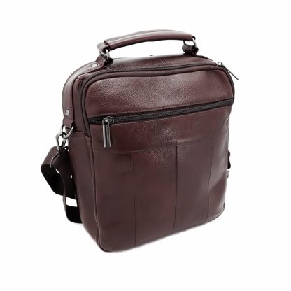Geanta din piele naturala de mana si umar, 24/21cm, maro brun, Magrot 14027 - imagine 5
