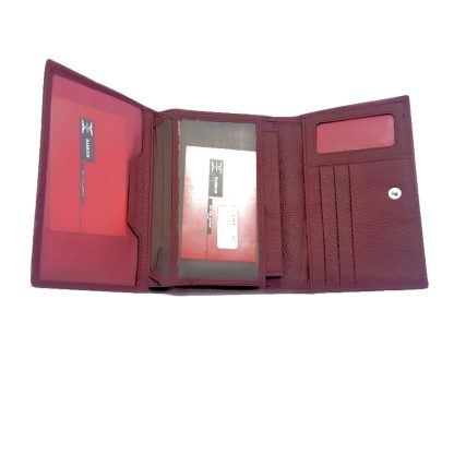 Portofel dama, din piele naturala, magrot, Hassion Z001 visiniu - imagine 4