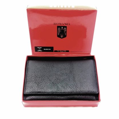 Portofel dama, din piele naturala, magrot, Hassion Z001 negru - imagine 7