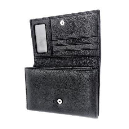 Portofel dama, din piele naturala, magrot, Hassion Z001 negru - imagine 5