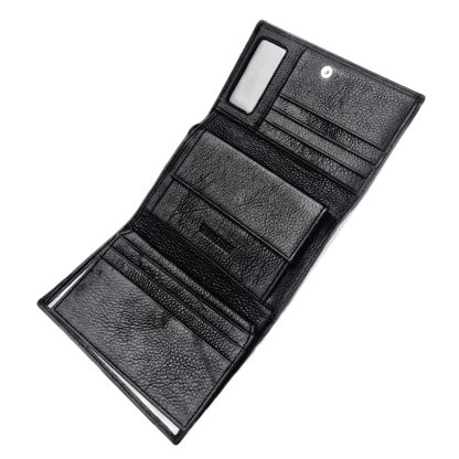 Portofel dama, din piele naturala, magrot, Hassion Z001 negru - imagine 4