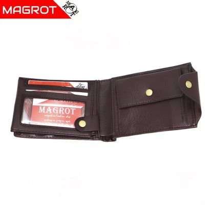 Portofel barbatesc, din piele, maro, inchidere cu capsa Magrot Shidai 853 - imagine 2