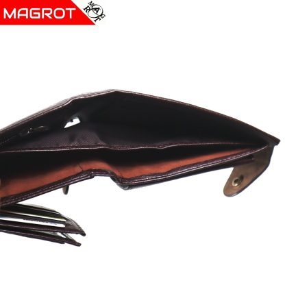 Portofel barbatesc, din piele, maro, inchidere cu capsa Magrot Shidai 853 - imagine 5