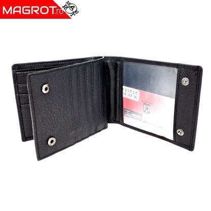 Portofel barbatesc, din piele naturala Hassion, 622 negru -20379 - imagine 3