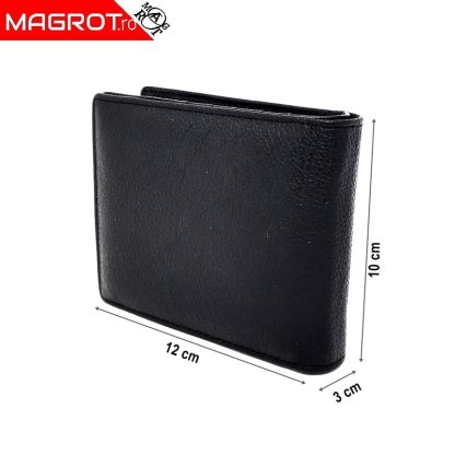 Portofel barbatesc, din piele naturala Hassion, 622 negru -20379 - imagine 5