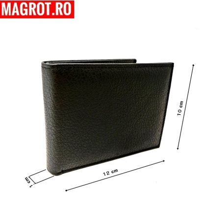 Portofel barbatesc slim din piele naturala, F051,,negru, 12/10 - imagine 5