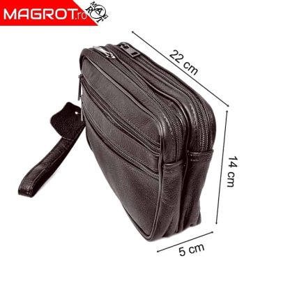 Borseta de mana din piele naturala maro pentru barbati,14/22, magrot 869 - imagine 4