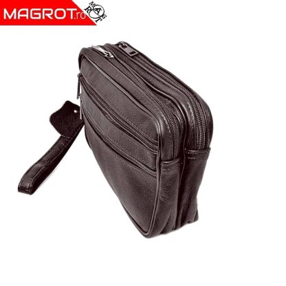 Borseta de mana din piele naturala maro pentru barbati,14/22, magrot 869 - imagine 3