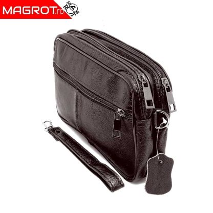 Borseta de mana din piele naturala maro pentru barbati,14/22, magrot 869 - imagine 5