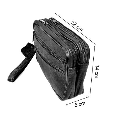 Borseta barbateasca de mana, neagra, din piele naturala,14 x 22, magrot 869 - imagine 8